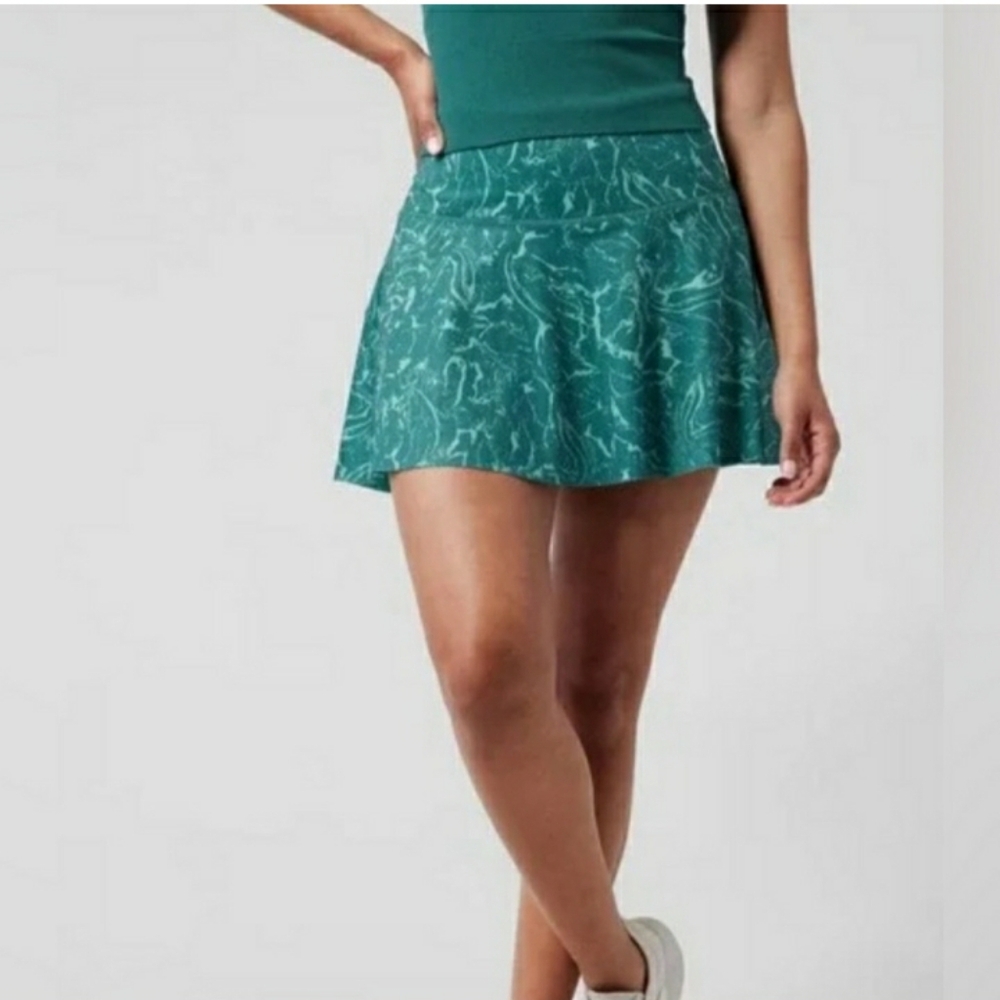 Athleta 1X Ace Printed Tennis Skort 13.5" Teal Marble Skater Skirt - Picture 8 of 10